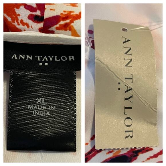 Ann Taylor New Top Wide Neck Peplum Cream Black Pink Floral Women’s Size XL - Picture 10 of 11